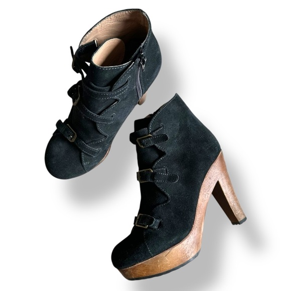 See by Chloe Black Suede Buckle Booties Size 35 US 5 - Picture 1 of 9